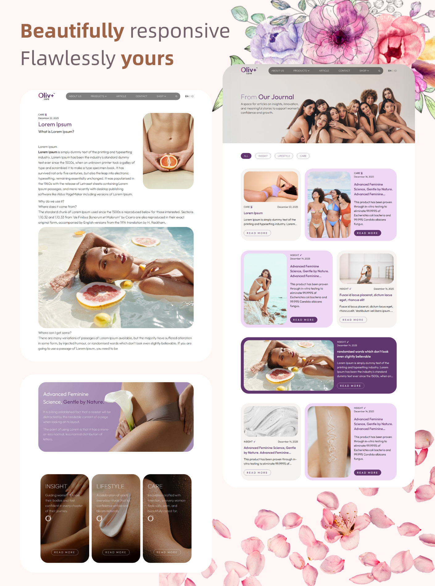 Tampilan halaman website Oliv+ Care